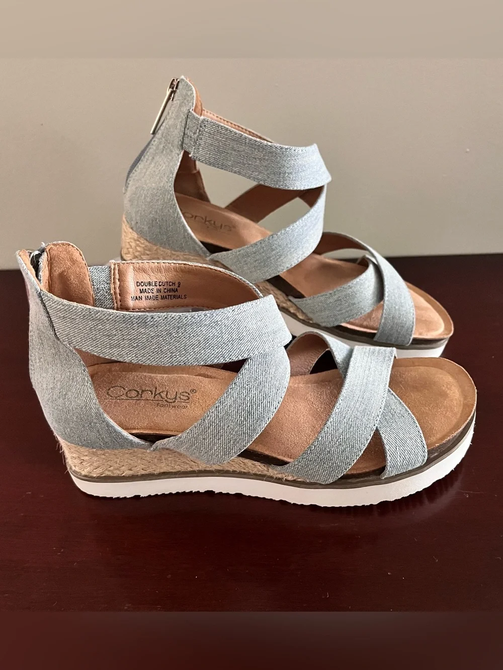Corky's Footwear Double Dutch Sandal Shoe - Blue Denim - Women's Size 9